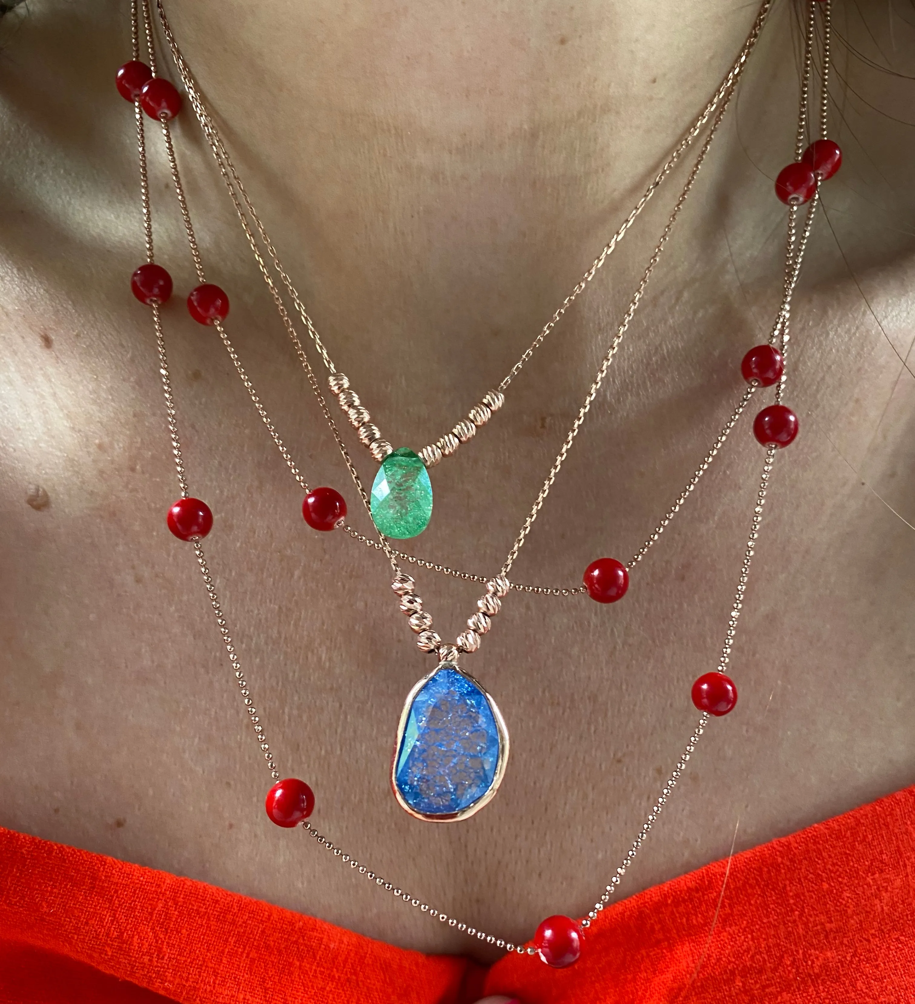 Necklace with colorful natural stones
