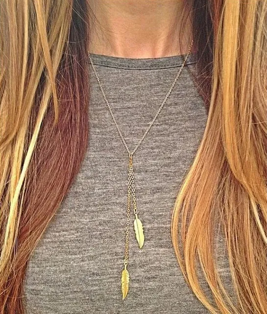 Optimized Title: Elegant Fatima Hand Multilayer Hammered Chain Lariat Necklace with Long Bar Pendant - Stylish Jewelry for Women (JHS018)