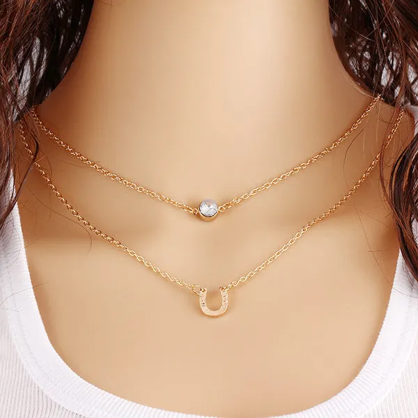 Optimized Title: Elegant Fatima Hand Multilayer Hammered Chain Lariat Necklace with Long Bar Pendant - Stylish Jewelry for Women (JHS018)