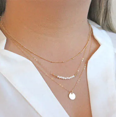 Optimized Title: Elegant Fatima Hand Multilayer Hammered Chain Lariat Necklace with Long Bar Pendant - Stylish Jewelry for Women (JHS018)