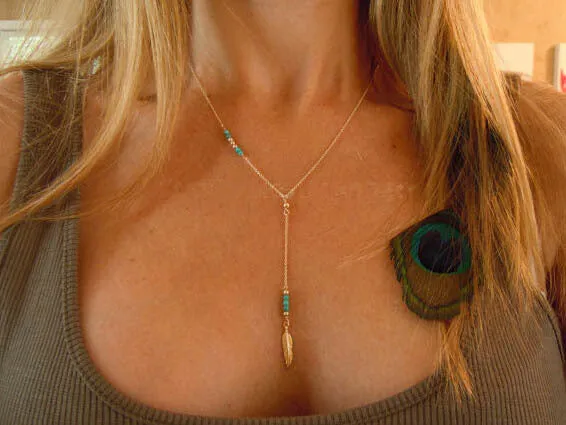 Optimized Title: Elegant Fatima Hand Multilayer Hammered Chain Lariat Necklace with Long Bar Pendant - Stylish Jewelry for Women (JHS018)