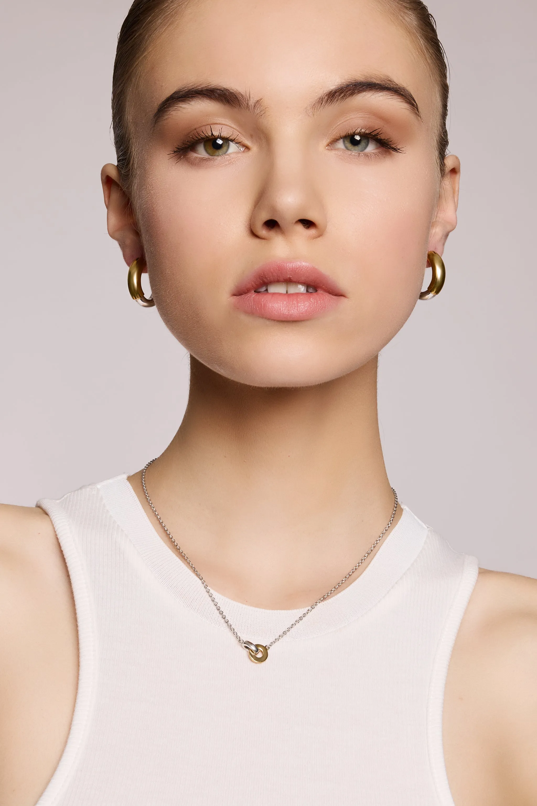 Orbit mixed metal chain necklace