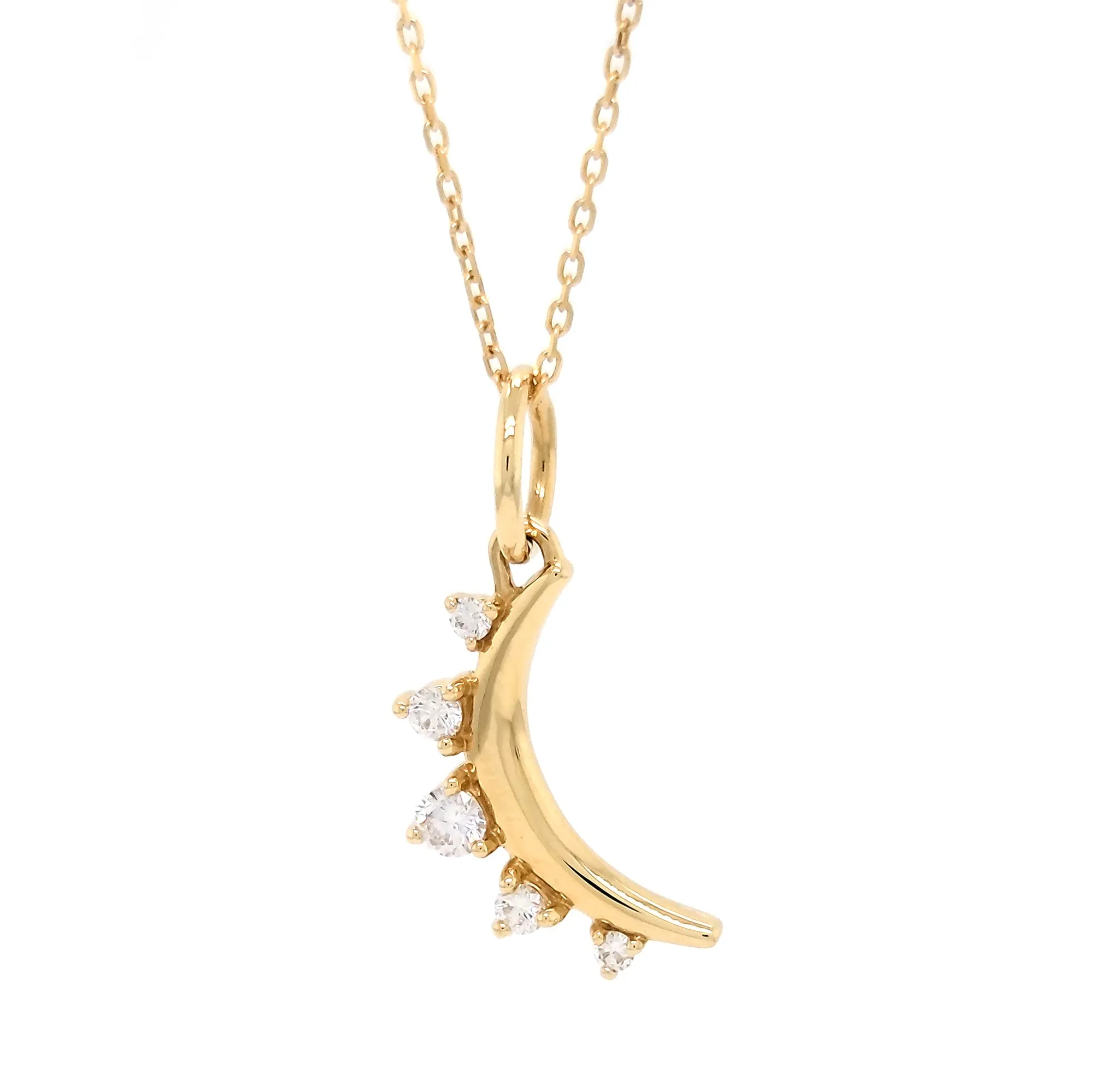 Petite Moon and Diamond Necklace