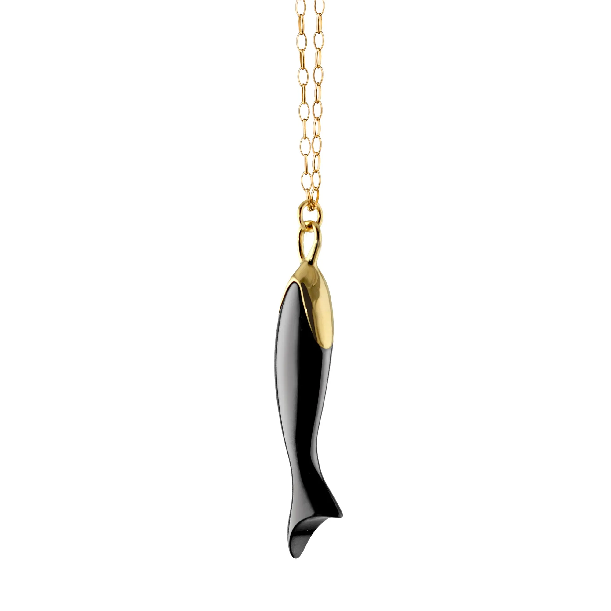 "Perseverance" Black Ceramic and 18K Gold Fish