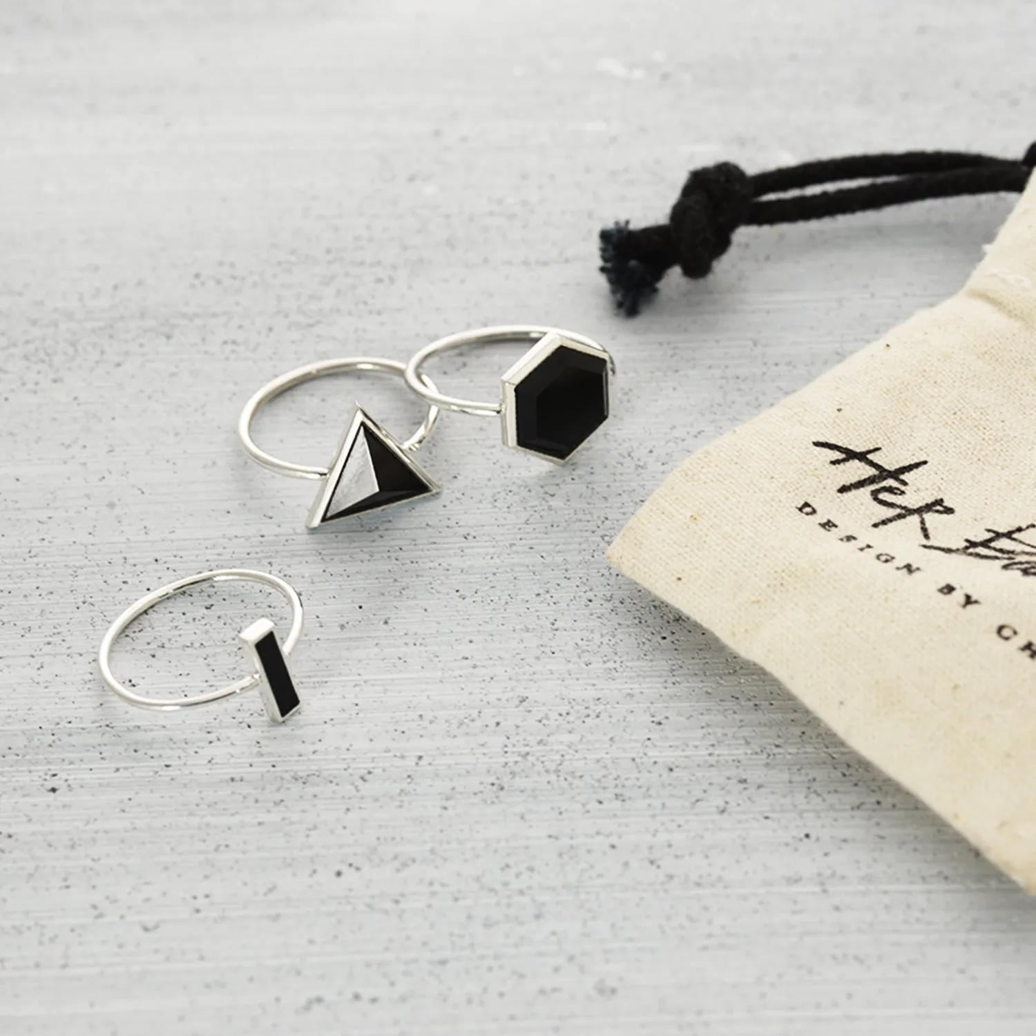Rectangle city onyx Ring