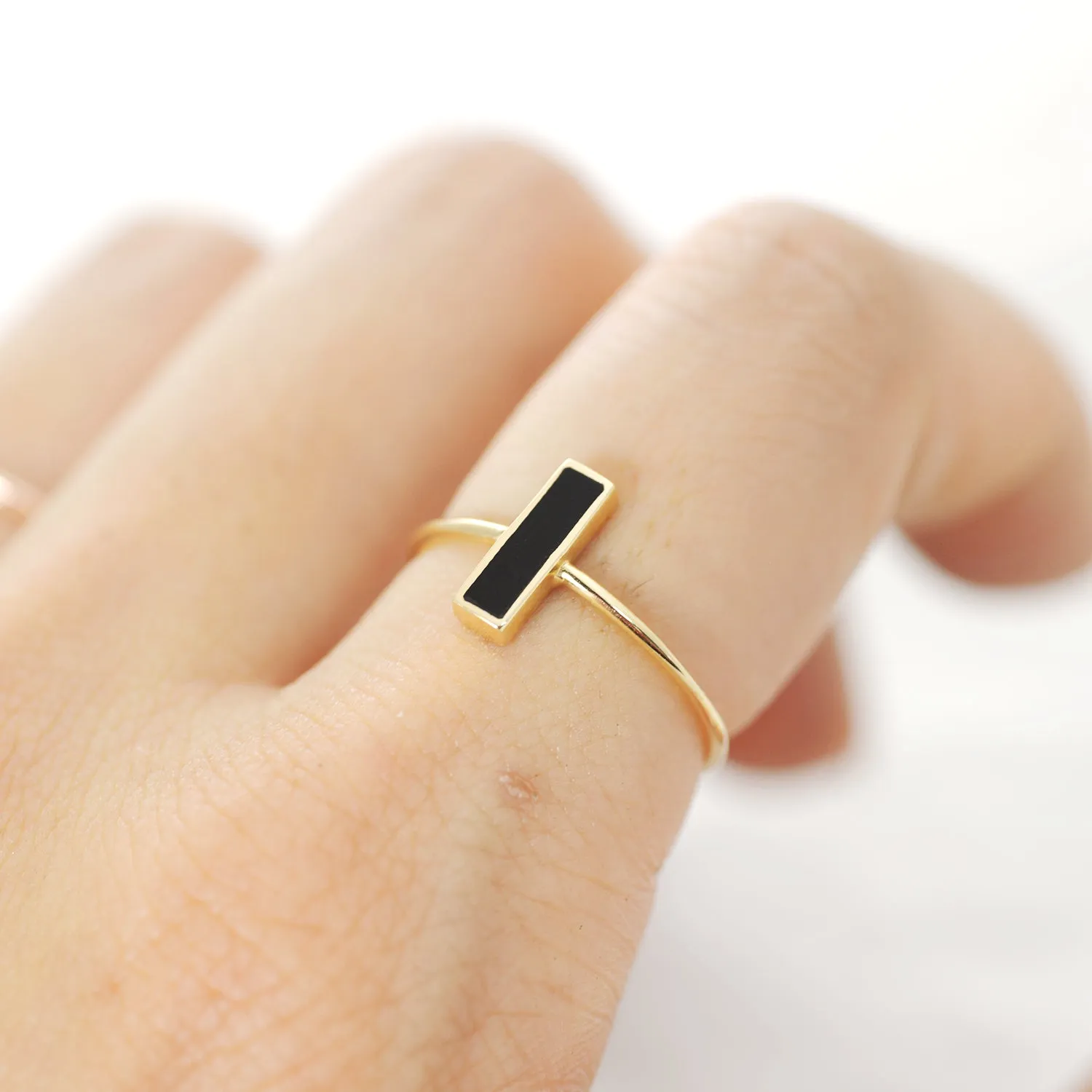 Rectangle city onyx Ring