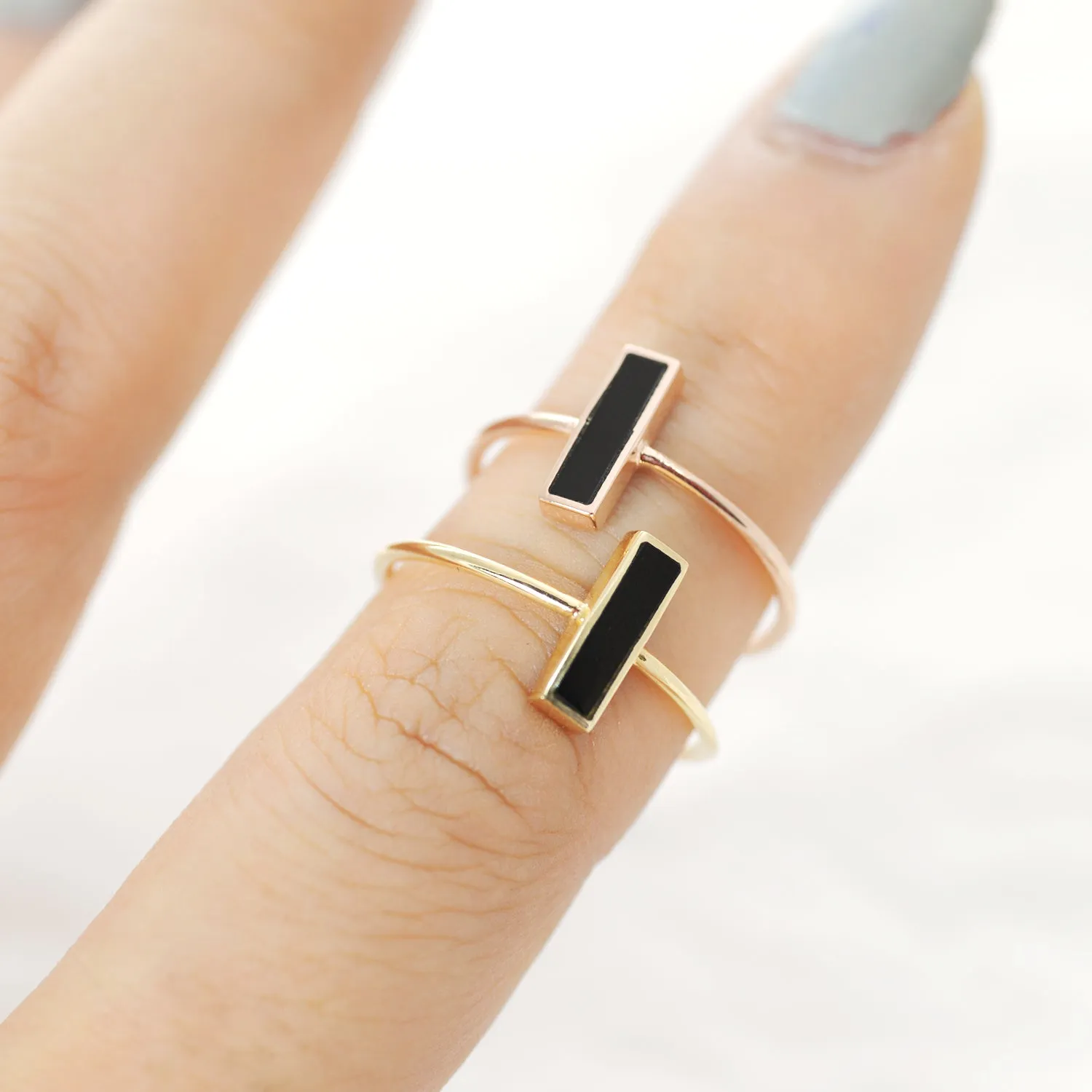 Rectangle city onyx Ring