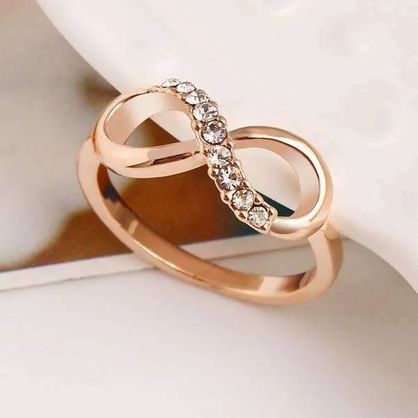 Rose Gold Austrian Crystal Infinity Ring