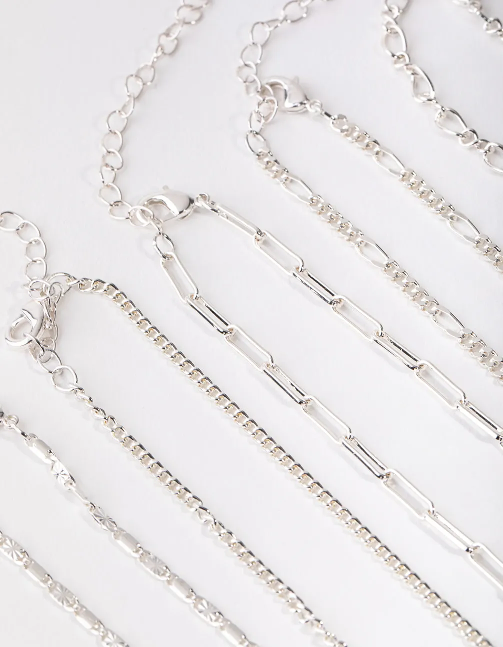 Silver Mix Chain Choker 5-Pack