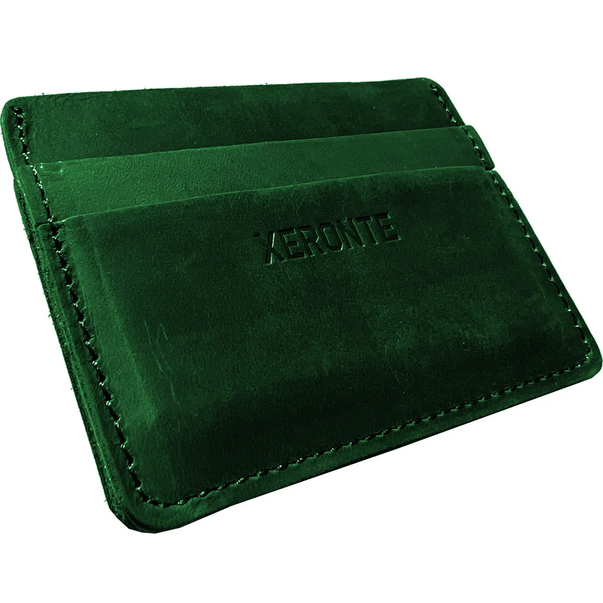 Slim Green Leather Credit Card Holder Wallet