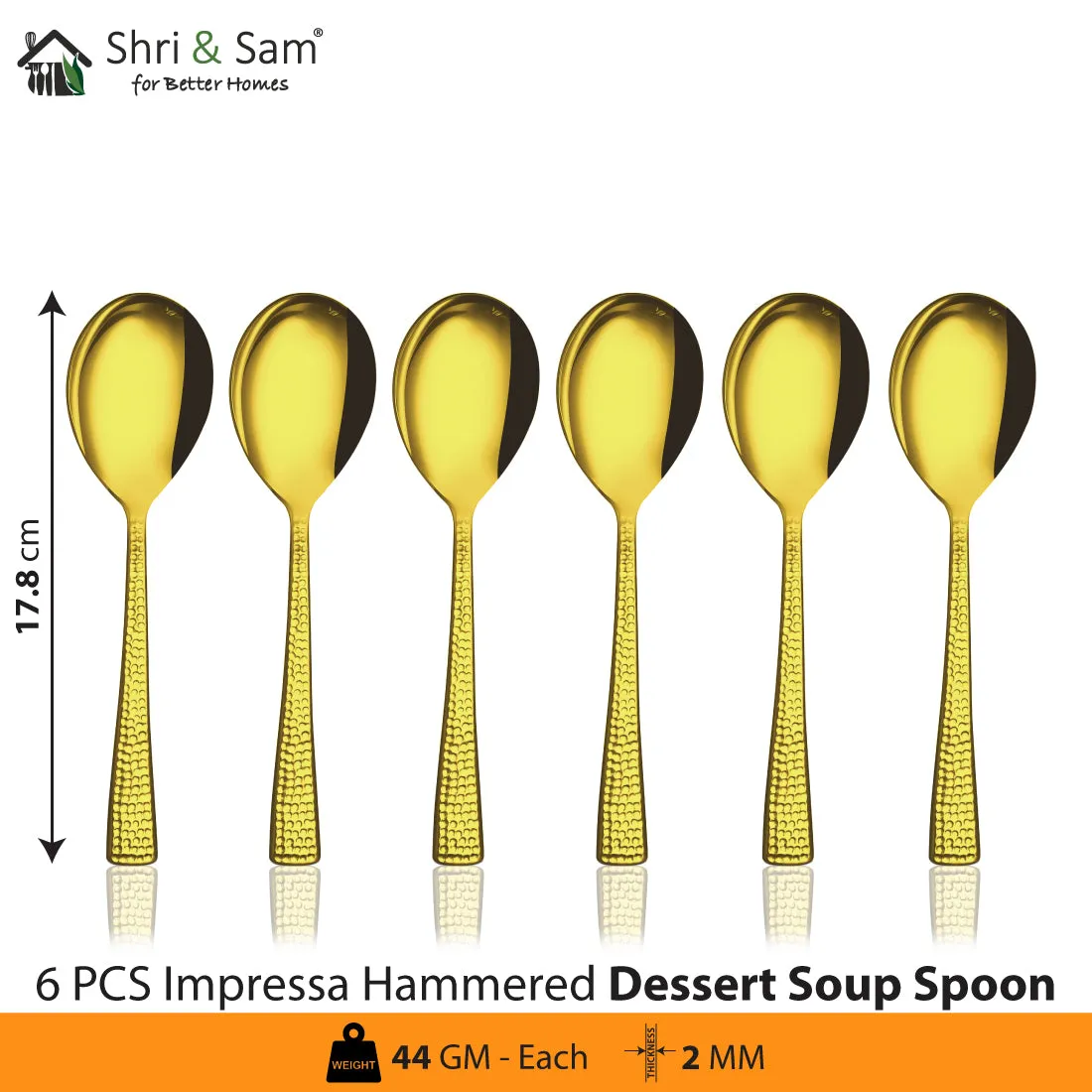 Stainless Steel Cutlery Impressa Hammered with Gold PVD Coating