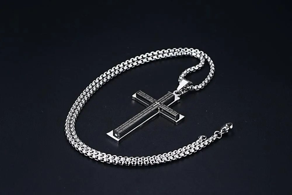 Stainless Steel España Bible Prayer Cross Necklace