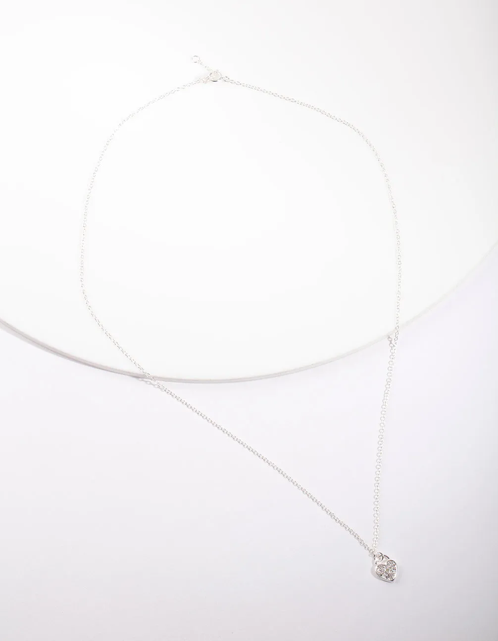 Sterling Silver Cubic Zirconia Padlock Necklace